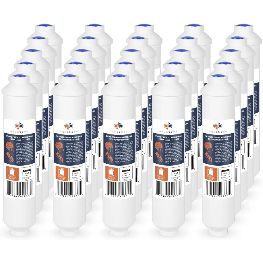 Inline Water Filter for Refrigerator 25-Pack of Inline Post Carbon Polishing Water Filter Cartridge for Reverse Osmosis System