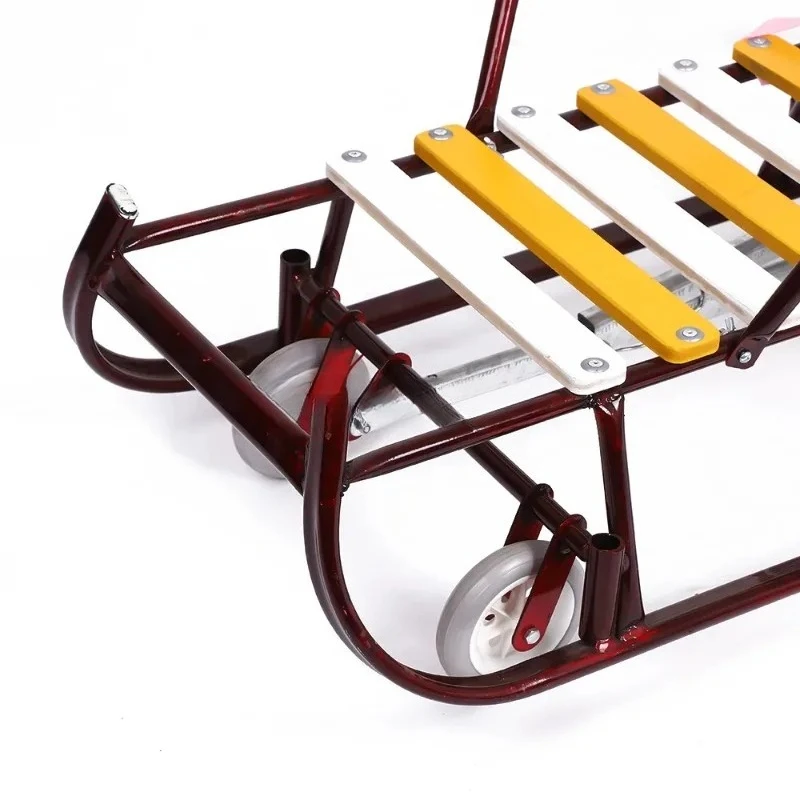 Winter Outdoor Metal and Wooden Baby Snow Stroller Sled for Winter Activities