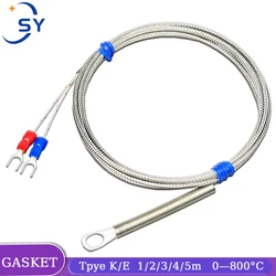 K Patch Type Thermocouple Hole 6mm Thermal Resistance Gasket type Temperature Sensor Stainless Steel Shielding Wire  E Type