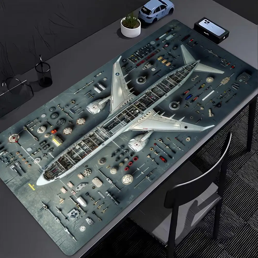 Airplane Disassembly Diagram Mouse Pad Non-Slip Mat Xxl Large Gamer Keyboard Deskmat Computer Mousepad Airport Aircraft Tech Art