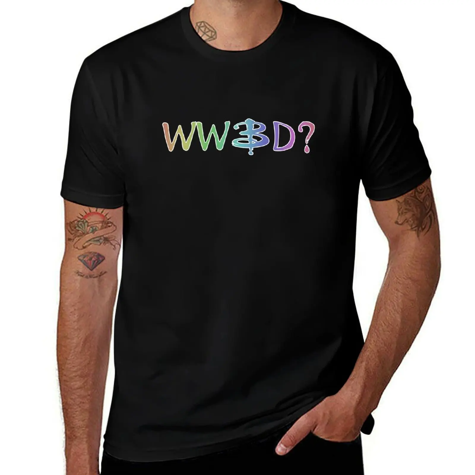 What Would Buffy Do? WWBD, Buffy the Vampire Slayer, BtVS Joss Whedon, Giles, Willow Xander Anya, Grr Argh (rainbow) T-Shirt