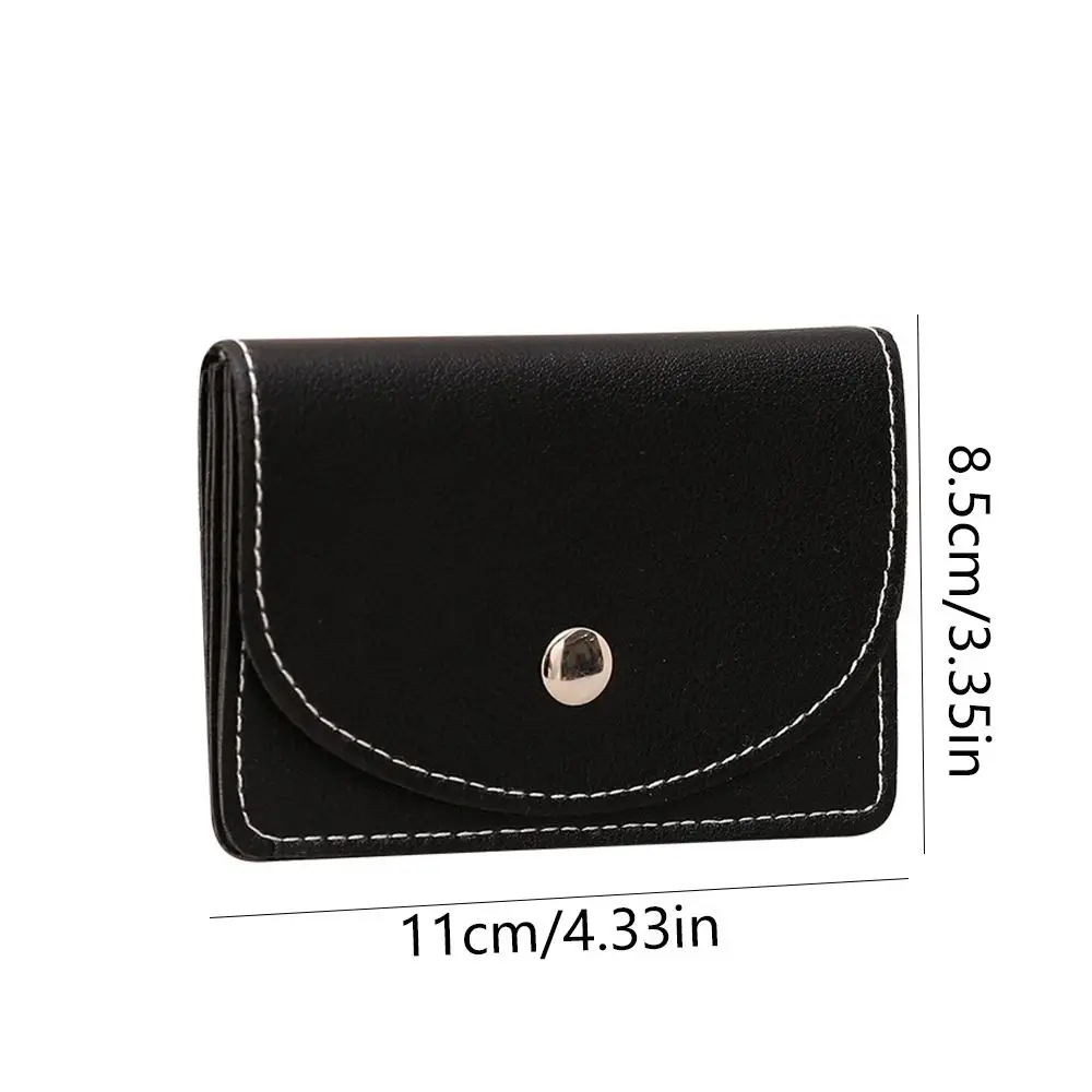 Semplice stile coreano borsa per carte sottile pochette corta con fibbia magnetica mini portafoglio porta carte in tinta unita PU da uomo