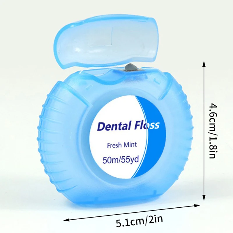 Mint Flavored Dental Flosser, Higiene Oral, Dentes Limpeza de Cera, Spool Toothpick, 1 rolo, 50m