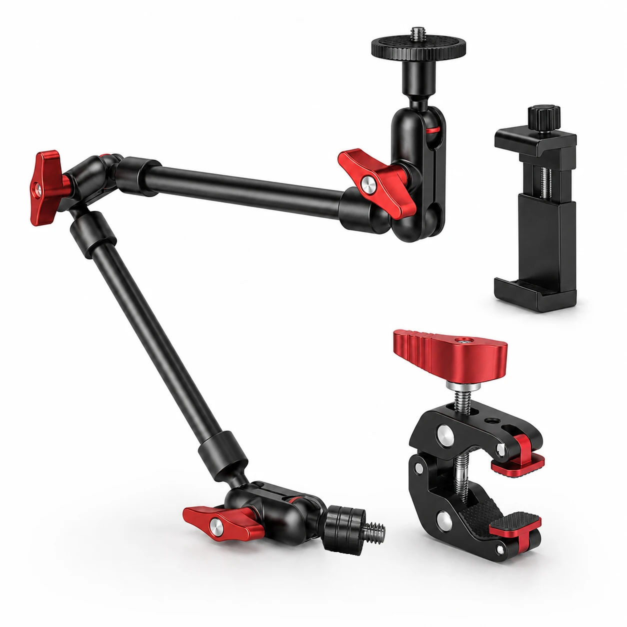

22" / 32' Magic Arm with Super Clamp, Adjustable Aluminum Alloy Desktop Arm for Smartphone, DSLR Camera Vlog Live Streaming
