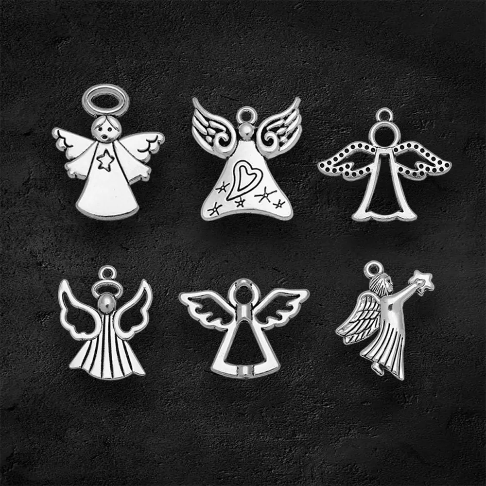 Antique Silver Plated Guardian Charms Angel Watching Over Me Pendant For Diy Jewelry Making Supplies Wholesale Items Resale Bulk