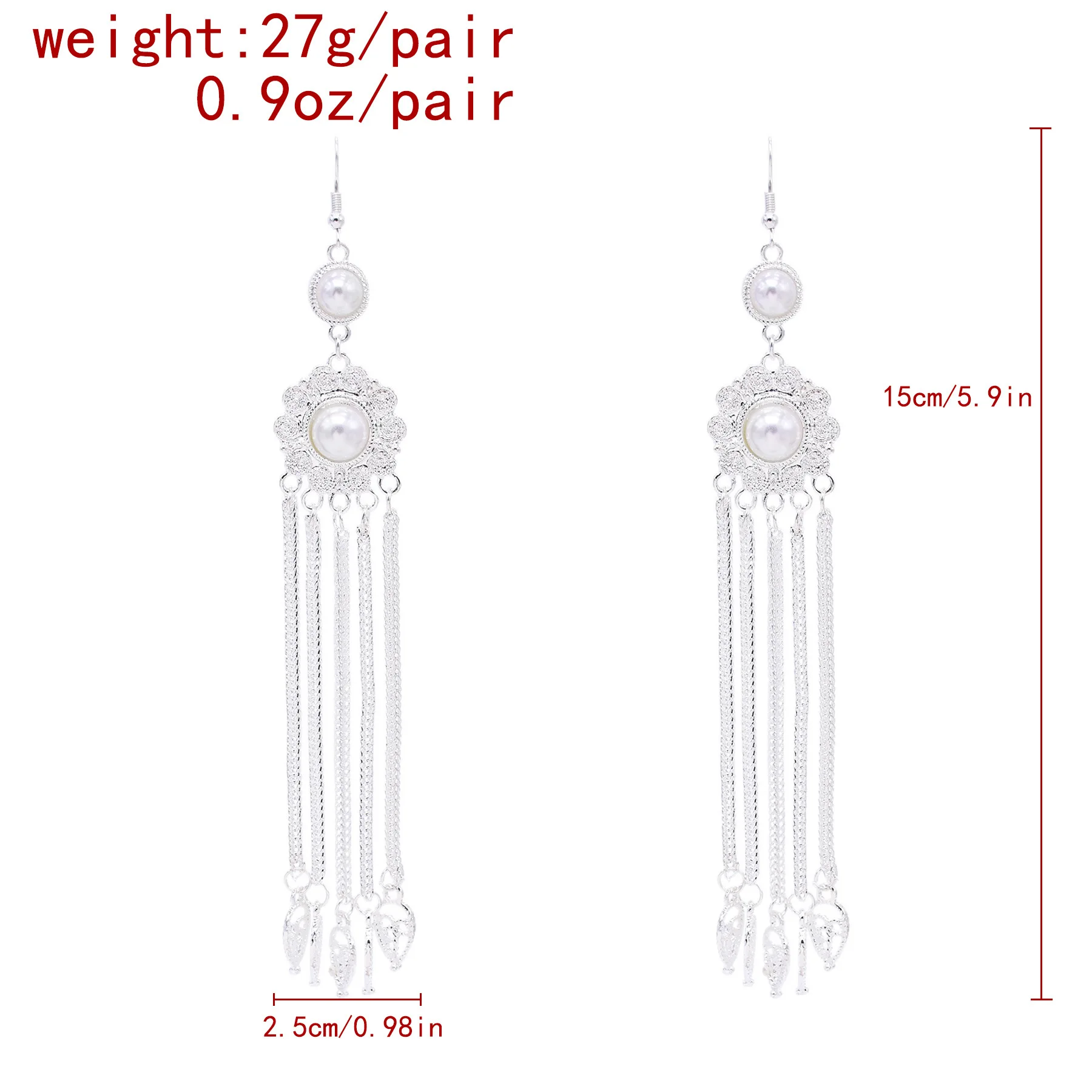 Long Tassel Silver Alloy Electroplated Ethnic Drop Earrings Women's Style Distinctive Mongolian Robes Grand Versatile Earrings