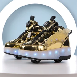 2024 The latest children's shoes 30-40 size youth outdoor roller skates multi-functional removable wheel sports shoes