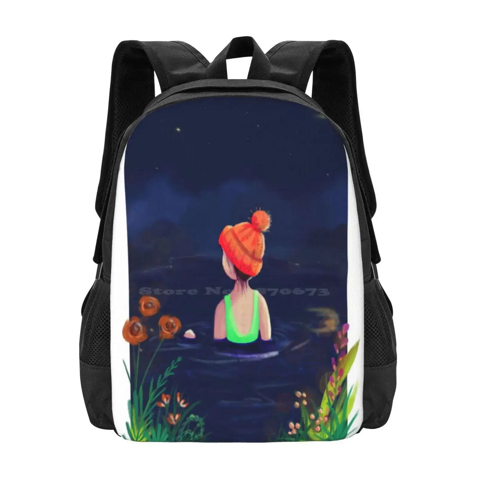 

Lady Of The Lake Hot Sale Schoolbag Backpack Fashion Bags Open Water Swimming Wild Swimming Bobble Hat Swimmer Lake Moon