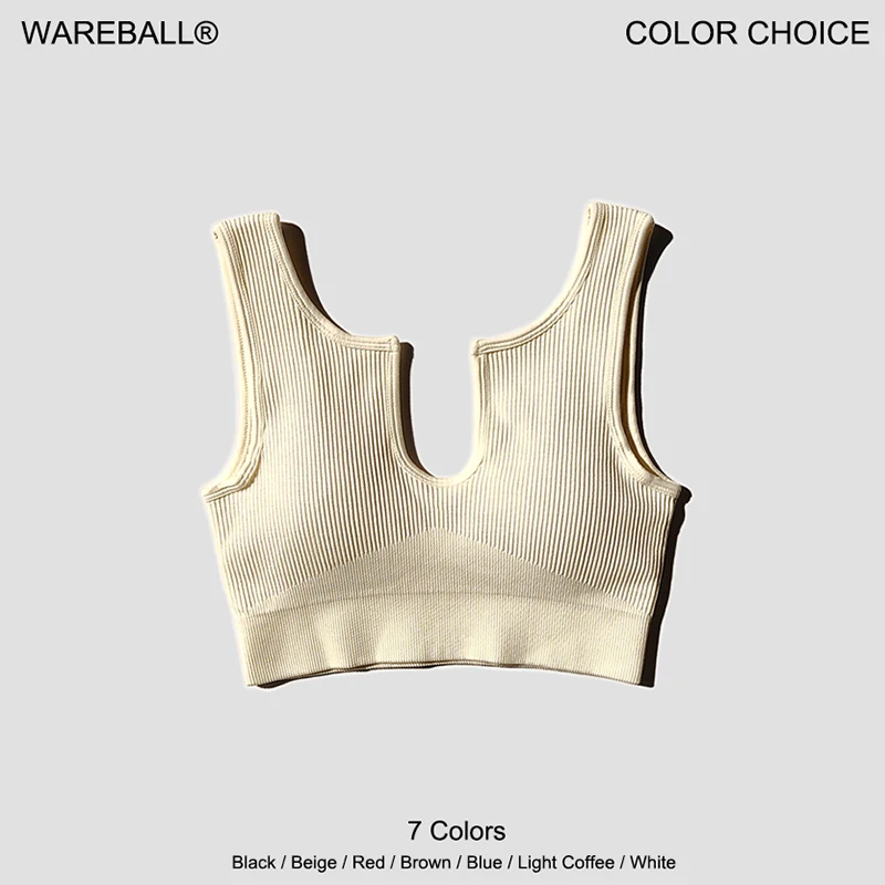 WAREBALL Yoga Running Vest Underwear Padded Crop Tops Underwear Push Up Gym Top Bras Seamless Sport Bra Women's Lingerie Fitness