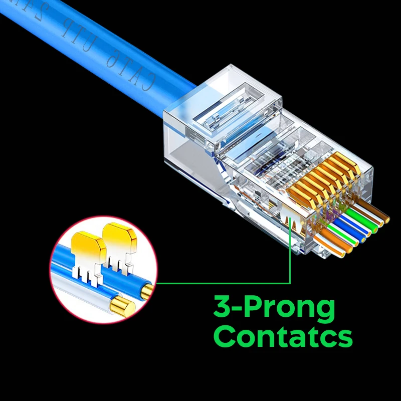 Packtek-Conector de Cable de red Cat6/6A, 10 piezas, cabeza de cristal Ftp RJ45, enchufe de módulo, Utp, Rj45, extremo EZ a engarce, Modular