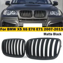 For BMW X5 E70 X6 E71 2007-2013 ABS Car Grille Front Kidney Grill Single Line Matte Black 51137157687 51137157688 51137185223