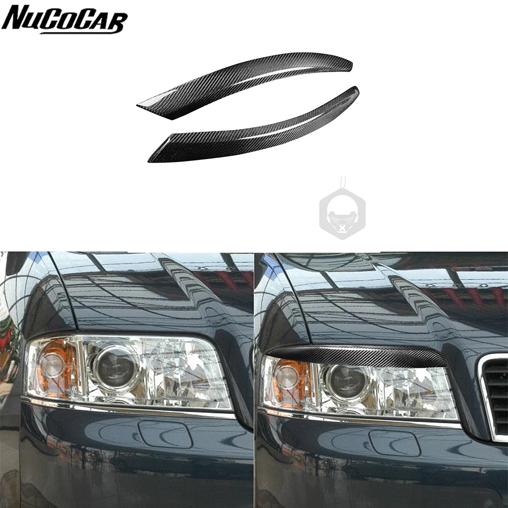 For Audi A6 C6 2004-2011 Real Dry Carbon Fiber Front Headlamps Eyebrow Panel Car Accessories Exterior Decorative Modification