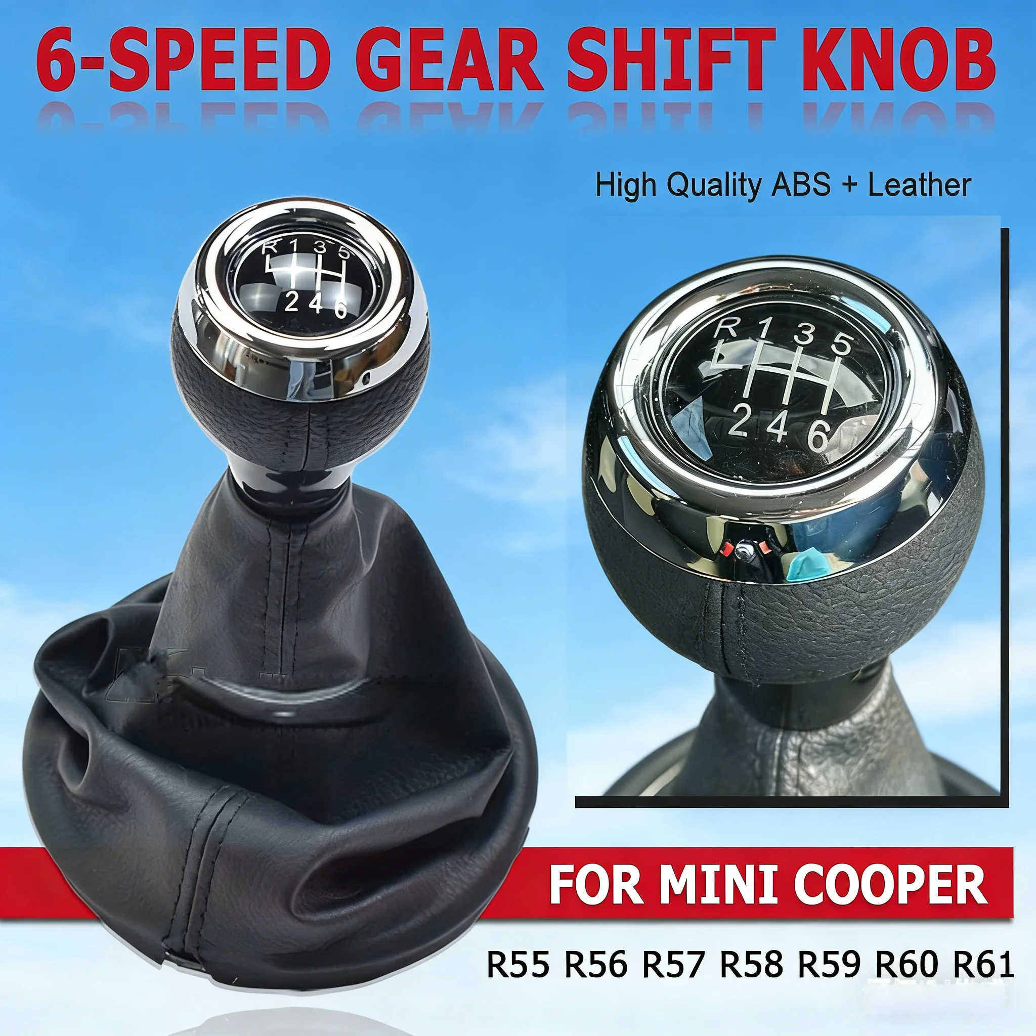 For MINI COOPER R55 R56 R57 R58 R59 R60 R61 6 Speed Gear Shift Handle Knob Lever Stick Car Dust Cover Leather Car Accessories