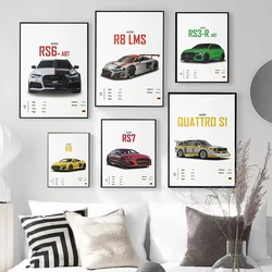 Luxo Car Wall Art Canvas Painting, Nordic Poster, Print Wall Pictures, Sala de estar, Home Decor, carro, R8, RS7, RS5, PS6, PS4, RSQ8