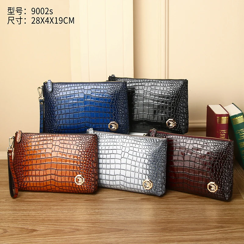 

New European and American alligator belly hand bag real leather man business envelope bag man bag large volume handbag