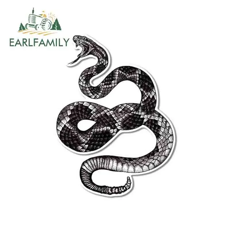 

EARLFAMILY 13cm x 9.5cm Moccasin Snake Tattoo Black Auto Car Stickers and Decals Vinyl Waterproof Material Car Assessoires