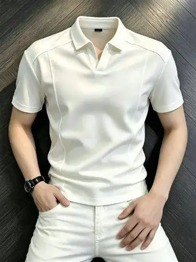 Fashionable Slim Fit Short Sleeve  Shirt for Men Summer Business Casual Versatile  Color T-Shirt Young Men's Wear