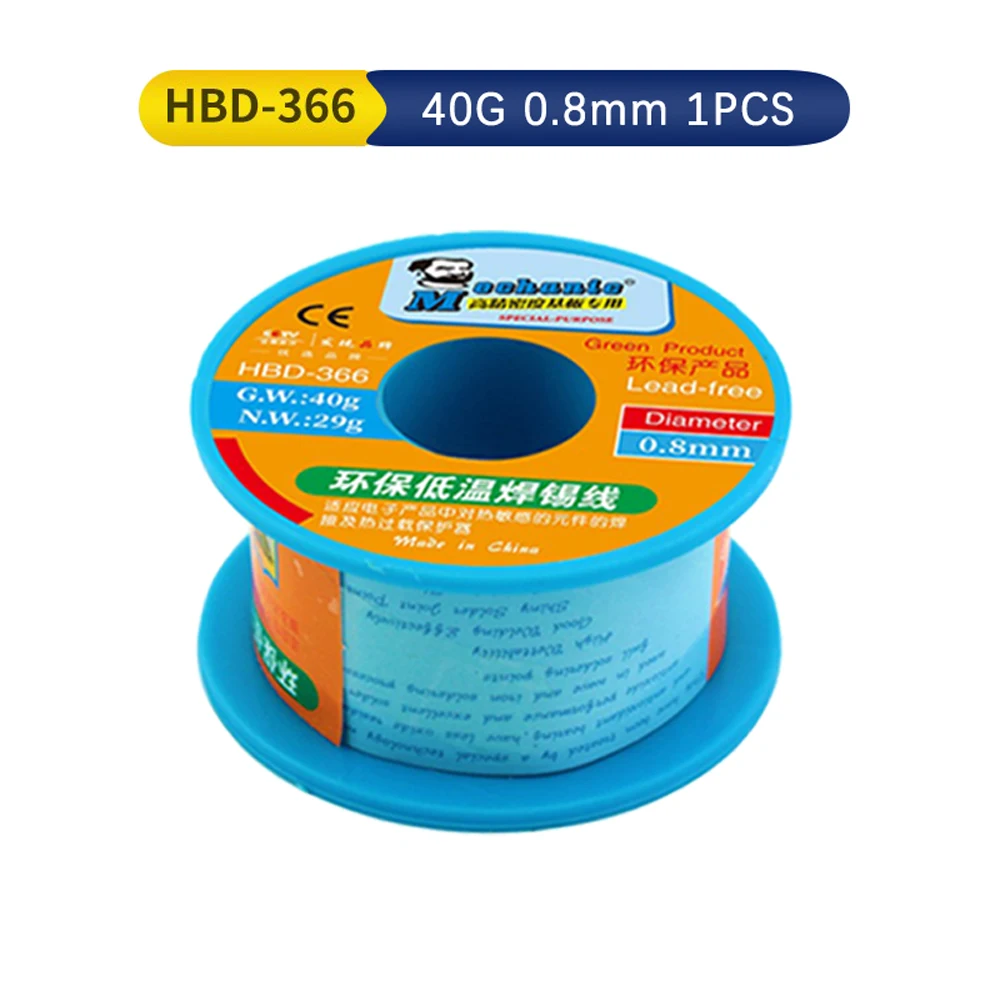 MECHANIKER Bleifrei Niedrigen Temperatur 0.3/0.4/0.5/0.6/0,8 MM 40g Solder Draht Hohe reinheit Niedrigen Schmelzpunkt Löten Draht Rolle
