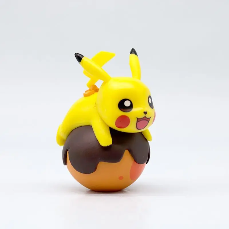 6Pcs Anime Pokemon Figure Food Theme Series Burger Fries Donuts Pikachu Model Toys Doll Gifts Aciton Figure PVC