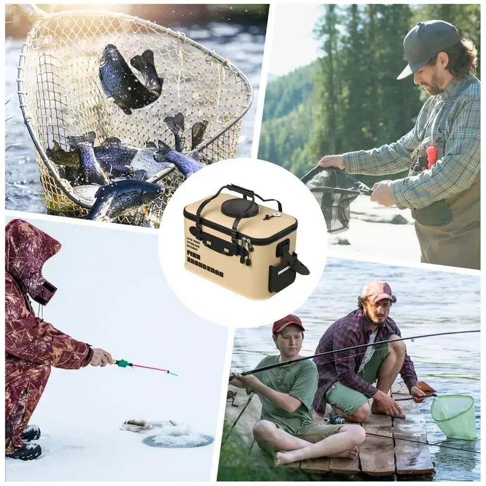Faltbarer Eimer für lebende Fische, multifunktionale EVA-Angeltasche für den Außenbereich, lebender Fischköder-Eimer, wilder Angeleimer – Detail 15
