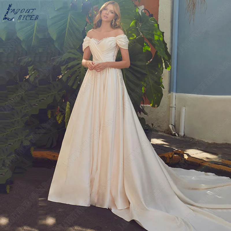 LAYOUT NICEB Sweetheart Wedding Dresses Side Split Off Shoulder Bridal Party Gowns vestido casamento princesa Court Train 2024