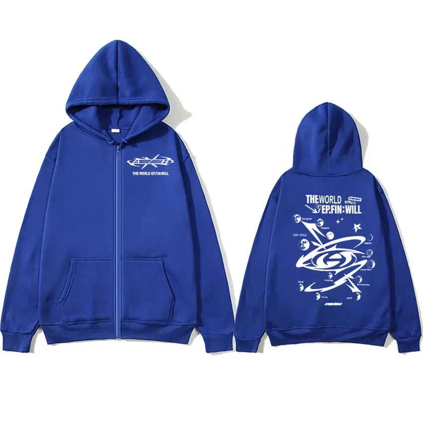 Korean Band Ateez The World Ep Fin Will Zipper Hoodie Men Women Hip Hop Kpop Fashion Causal Clothing Zip Up Jacket Sweatshirt