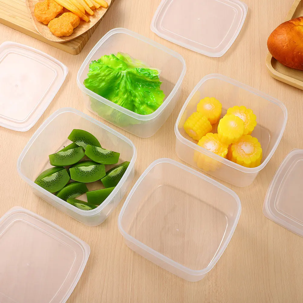 

6pcs Fresh Food Containers Transparent Fridge Storage Box For Vegetable Meat Dough Proofing Multi-Functional Meal Prep