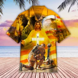 New Summer 3D Christian Jesus Printed Shirts Children Fashion Streetwear Shirts Blouses Men Cool Hawaiian Shirts Vintage Clothes