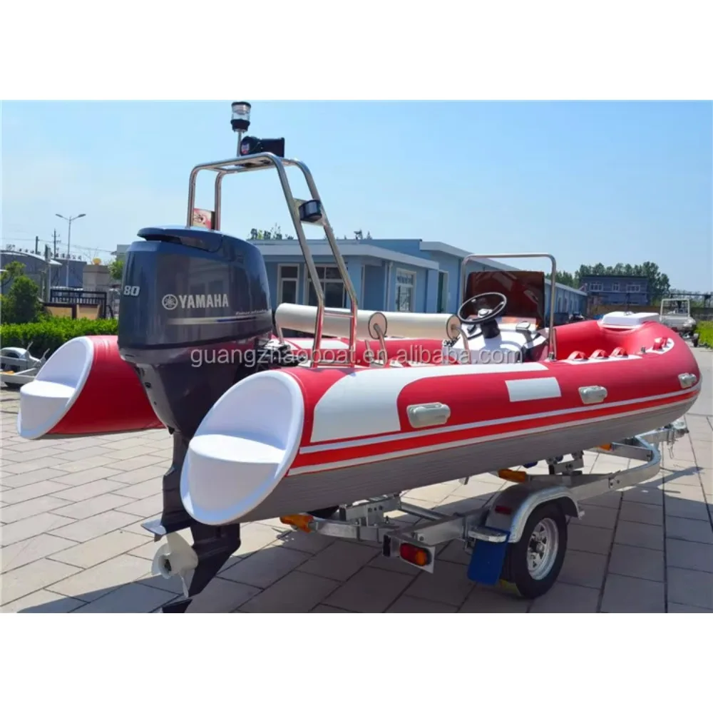17ft 5.2m قارب صيد صلب قابل للنفخ مع محرك للبيع RIB520B