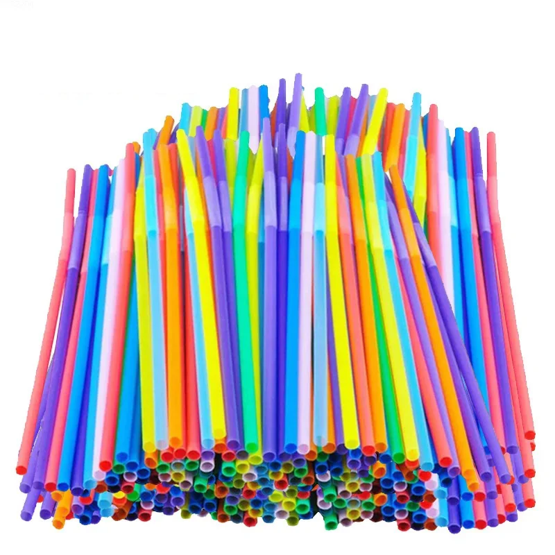 100PCS Colorful & Black Drinking Kunststof Straws Bar Party Wedding Kitchen Pitas Plastique Beverage Straw Wholesale