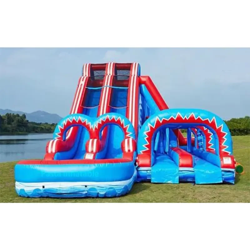 2023 Big Amusement Park Outdoor Inflatable Jumping House with Water Slide