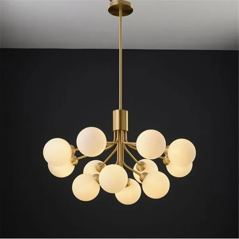 Nordic Glass Ball Chandelier Led Gold Luxury Bedroom Kitchen Lamp Magic Bean Apiales Chandeliers for Dining Room Cafe Lighting