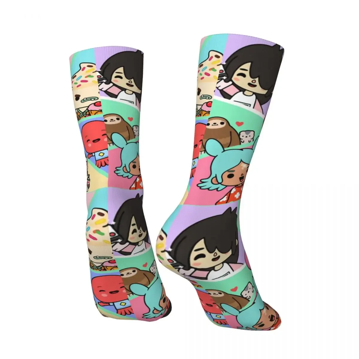 Funny Crazy Compression Sock for Men Squad Hip Hop Harajuku Toca Life The Of Exquisite Cartoons Happy Boys Crew Sock