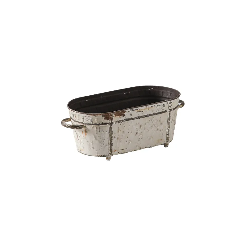 

Old wrought iron ice bucket garden landscaping decorative flower pot homestay model room soft flower bucket