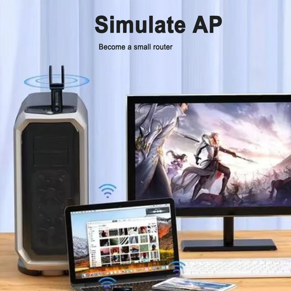 1200Mbps Dual Band USB wifi Adapter 2.4GHz 5GHz WiFi with 2 Antenna PC Mini Computer 600Mbps Network Card Receiver