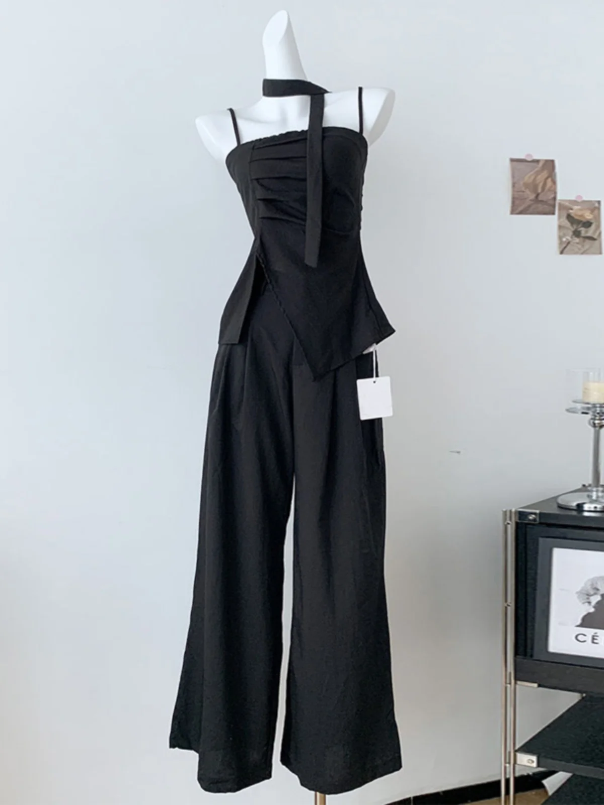 Conjunto Casual F de Verão em Duas Peças com Calças de Perna Larga, Conjunto de Viagem Faion, Material Leve e Respir...