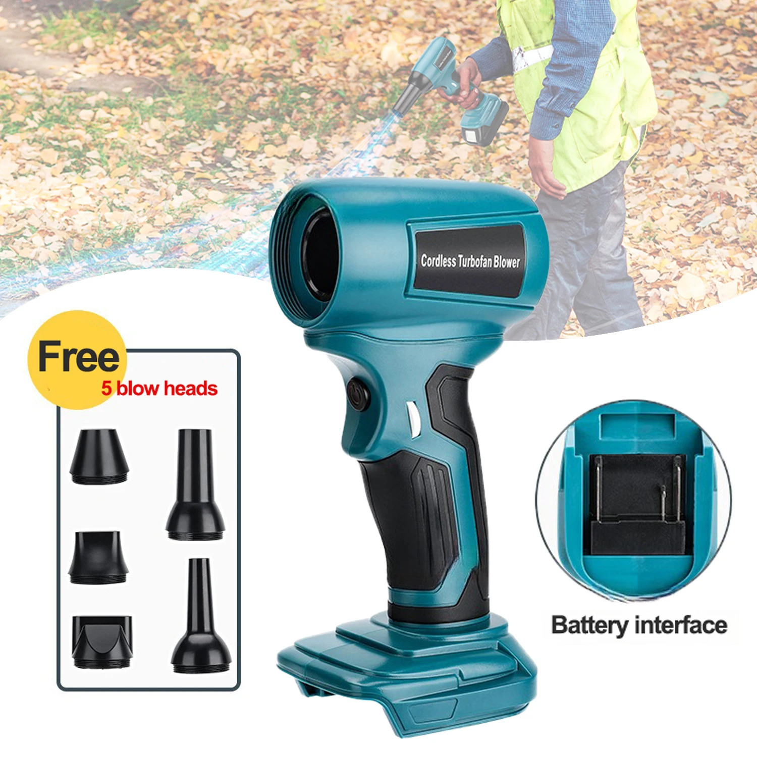 TF05 Cordless Leaf Blower for Makita 18V Battery Brushless Motor, 130000 RPM, Lightweight Design for Leaves,Dust,Snow, Lawn Care