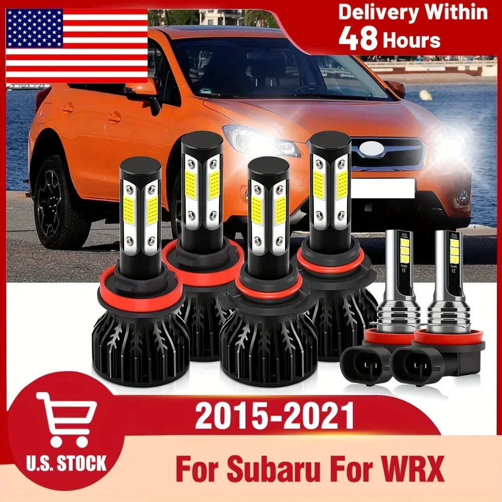 For Subaru For WRX (2015-2021) LED Headlight+Fog Light Bulbs 9005+H11+H11 150W 28000LM 6000K Cool White, Pack Of 6