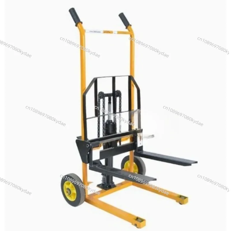 Mini 200kg load-bearing forklift, portable manual handling stacker, light and small househol lift truck, hydraulic unloading