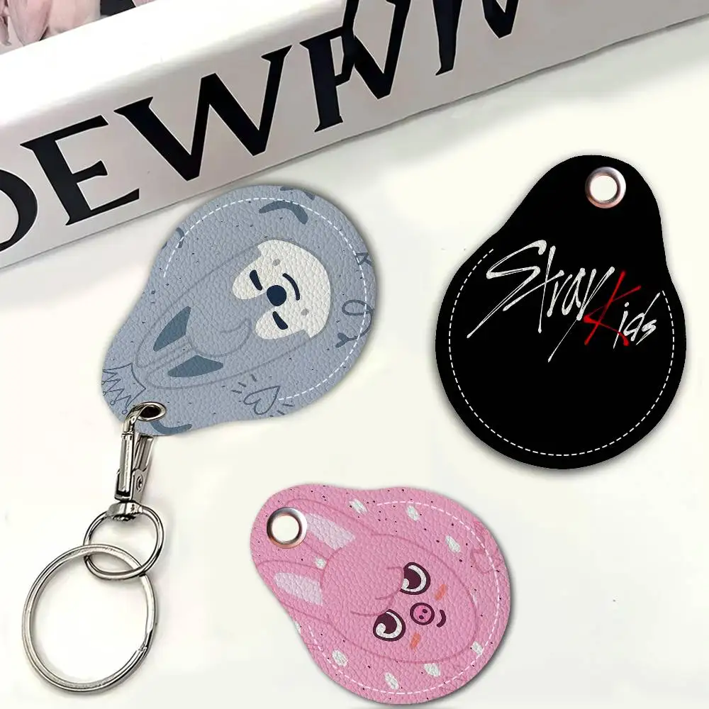 Kpop S-Stray K-Kids Skzoo Women Mini PU Leather Case Keychain Access Card Bag Key Tag Ring Mini Badge Key Ring Door Lock Tags view 3