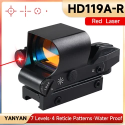 Tactical HD119A-R Red Dot Sight with Red Green Laser Pointer 4 Reticle Optics Scopes Red Dot Sight Airsoft Hunting Accessory