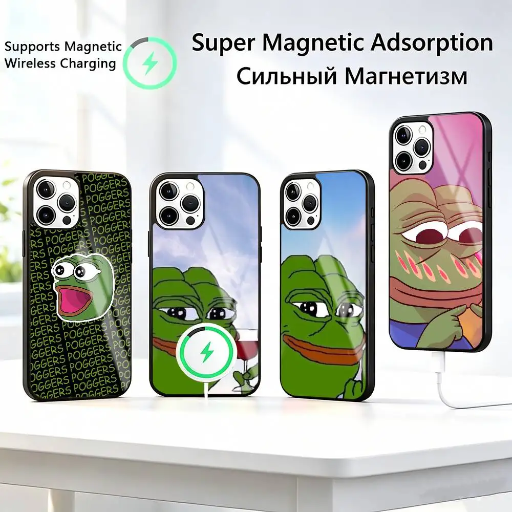 

Pepe-e the Frog-g Phone Case For iPhone17,16,15,14,13,12,11 Plus,Pro Allows magnetic wireless charging