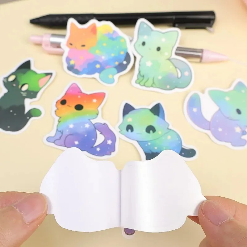 45/50Pcs Cartoon Cat Stickers Starry Sky Cat Graffiti Sticker Decorate Phone Back Card Trunk Water Cup Cute Stickers Waterproof