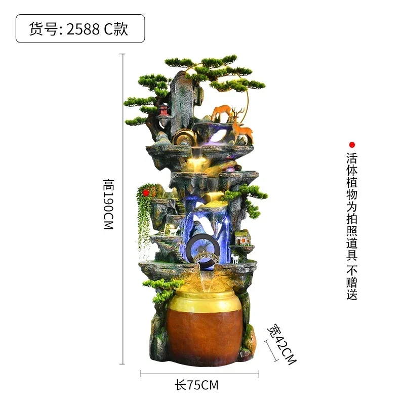 BJ-12   Chinese pastoral rockery flowing water fountain humidifier feng shui wheel floor living room decoration ornament - view 5