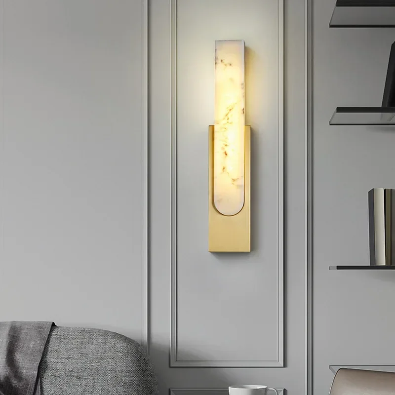

7W LED Simulation Marble Wall Lamp Nordic Modern Wall Light Gold Luxury Wall Sconces Indoor Lighting Room Decor Bedroom Bedside