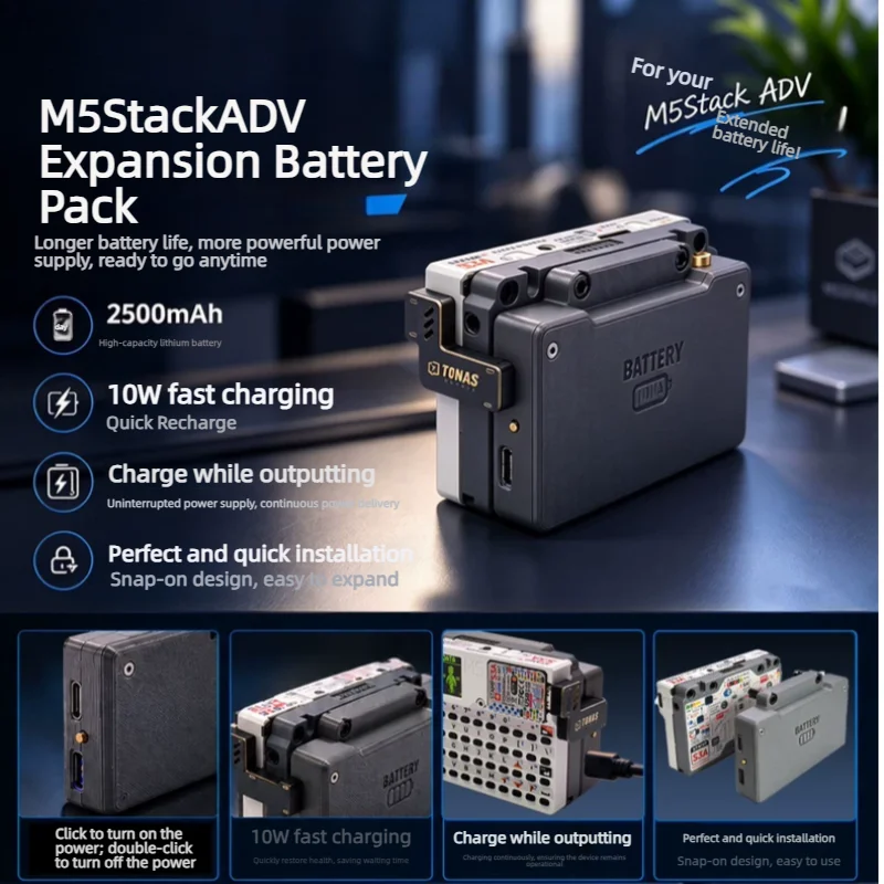 M5stack Cardputer Adv Battery Expansion Pack 2500mah 10w Fast Charging Pass-through Charge Dual Output Power Bank Module