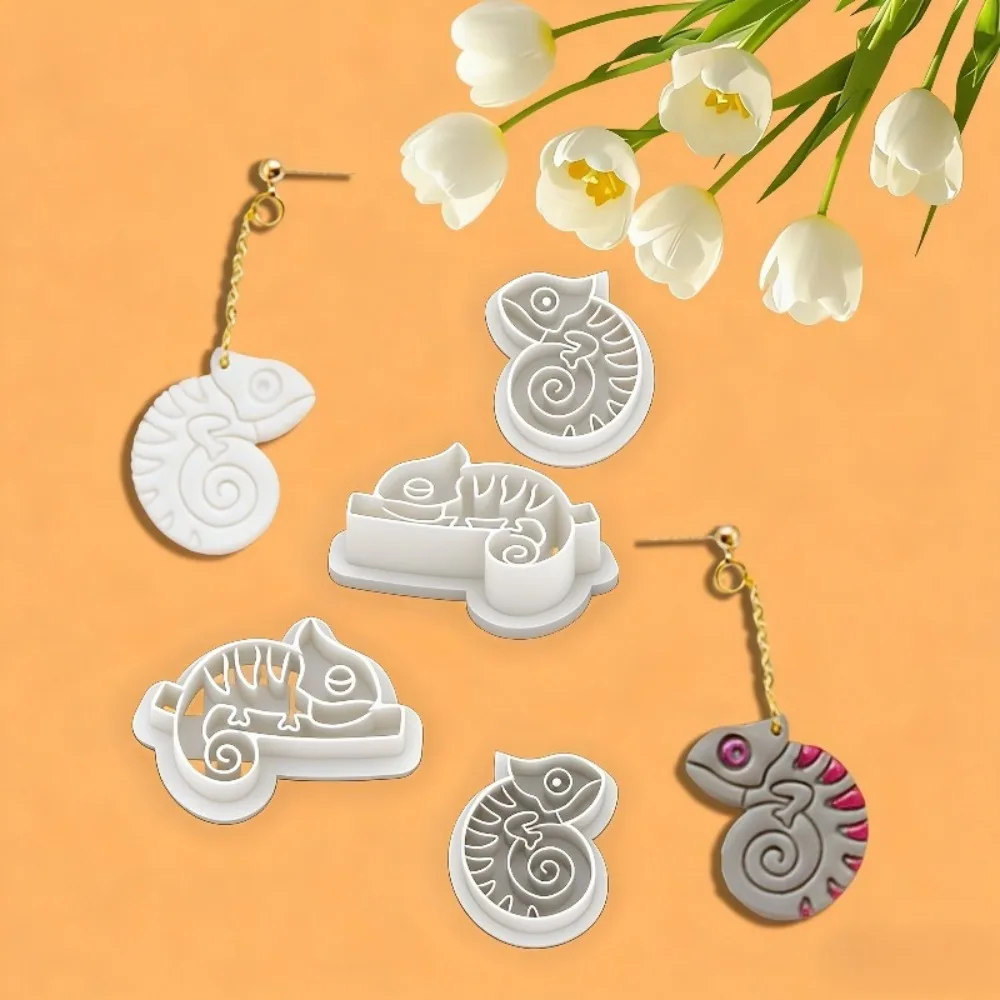 4Pcs Unique Chameleon Cutters Novel Style for DIY  Earrings Jewelry Halloween Making Kit Day of the Dead and Thanksgiving Gifts