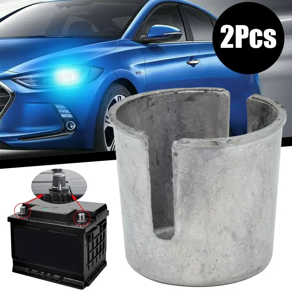 2Pcs Car Battery Pillar Repair Lead Sleeve Metalll Battery  Terminal Adapter Positive Post Shim Auto Battery Pile Head Repair