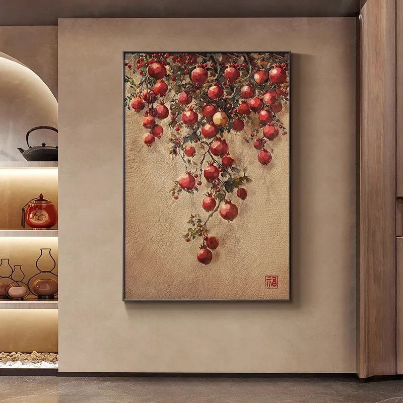 DSA Persimmon Ruyi Entrance Decorative Painting Advanced Sense Living Room Hanging Painting New Chinese-style Entrance