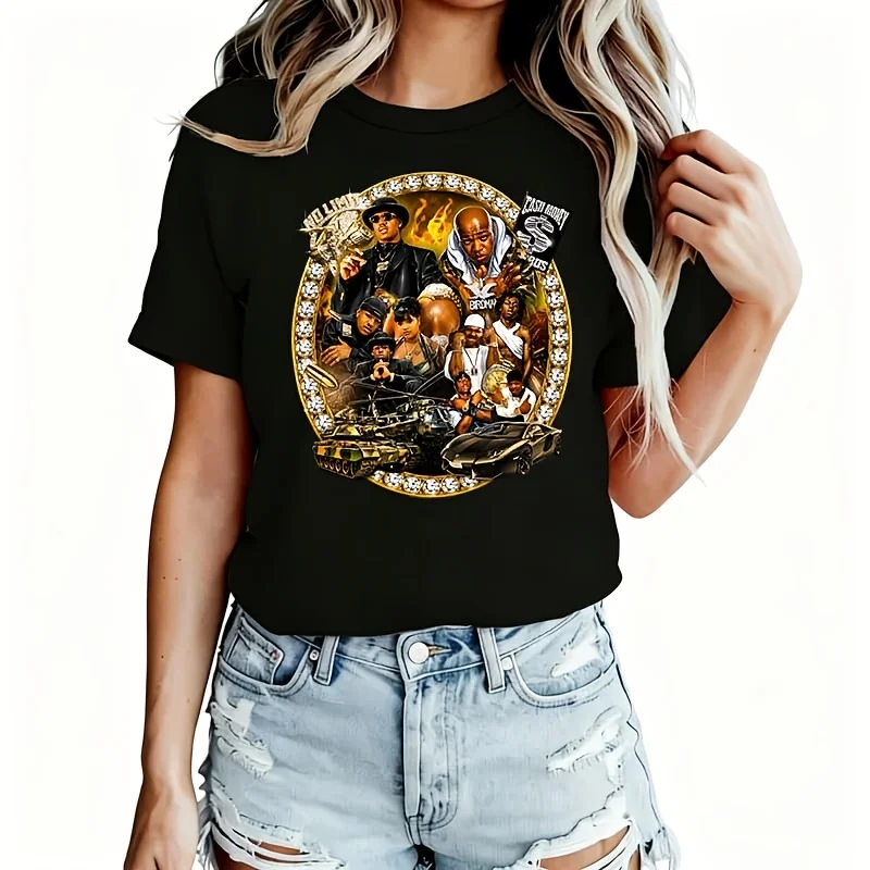 Cash Money Vs No Limit Tour Women's T-Shirt 100% Cotton Funny Graphic Short Sleeve Tee Novelty Shirt Casual Crew Neck Top S-5Xl